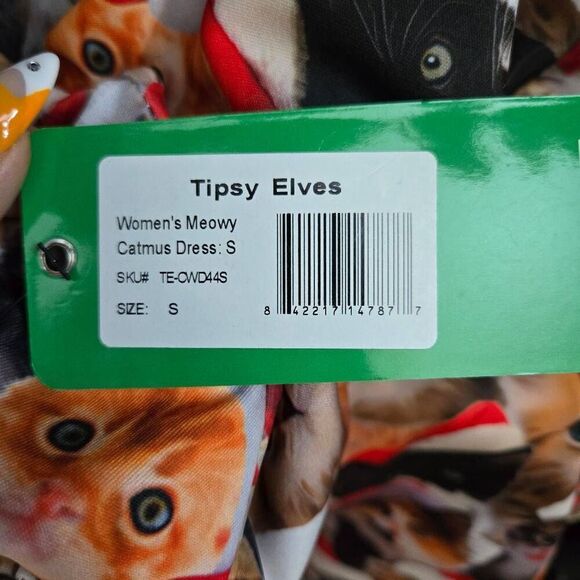 Tipsy Elves Dress Size Small Meowy Catmus Long Sleeve Fit and Flare Christmas - Picture 7 of 8